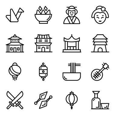 Japon Kültür Simgeleri Katı Biçim Paketinde 