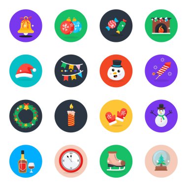 Eşsiz Noel Olay Düz Simgeleri Paketi 