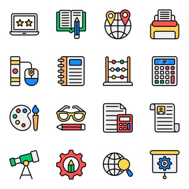 Düz Biçimli Eşsiz İş ve Eğitim Simgeleri 