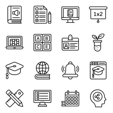 Düz Biçimli Eğitim Simgeleri Paketi 
