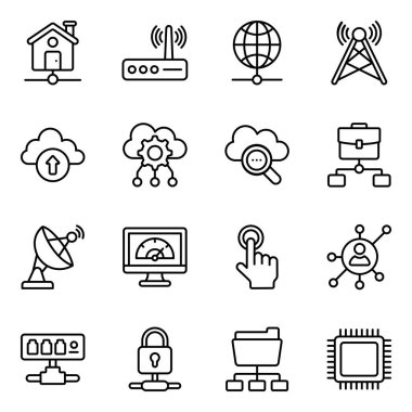 Ağ Düz Simgelerinin Paketi 