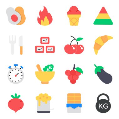 Sağlıklı Yemek Paketi Düz Simgeler