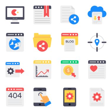 Pazarlama ve Reklam Düz Simgeleri Paketi 