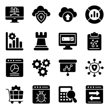 İş Yönetimi Düz Simgeleri Paketi 