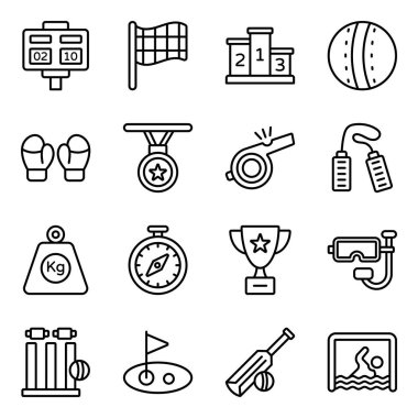 Spor Aksesuarları Düz Simgeleri Paketi 