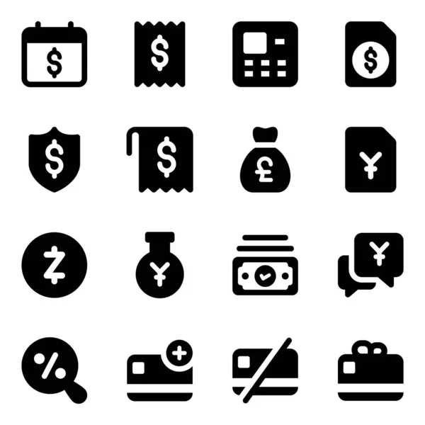 Money Finance Icons Modern Filled Style Pack — Διανυσματικό Αρχείο