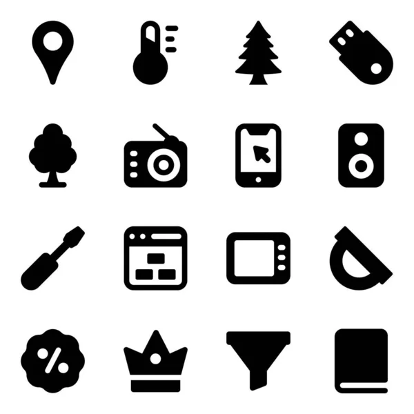 Pack Vectores Icono Glifos — Archivo Imágenes Vectoriales