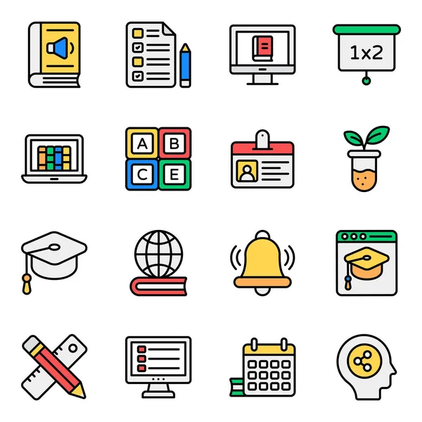 Pack Education Icons Flat Style — Stock Vector