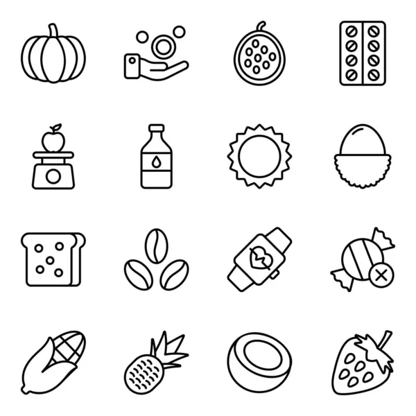 Pack Iconos Planos Dieta Equilibrada — Vector de stock