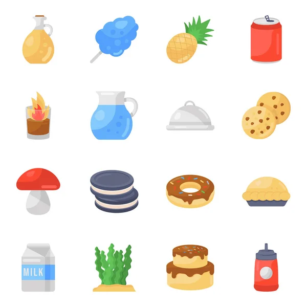 Icônes Des Aliments Légumes Cuisines Dans Pack Style Plat Moderne — Image vectorielle