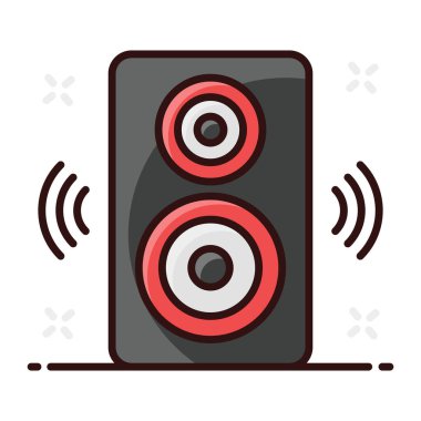 Ses hoparlörü vektör biçimi, düz simge 