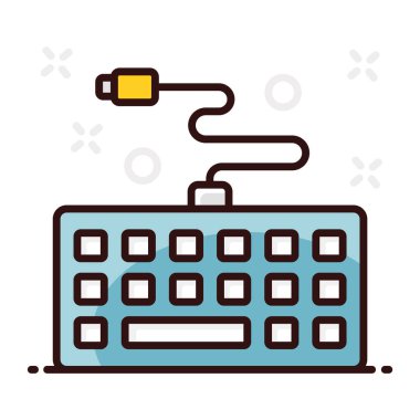 Klavye simgesi tasarımı, düzenlenebilir biçimdeki bilgisayar aksesuarı 