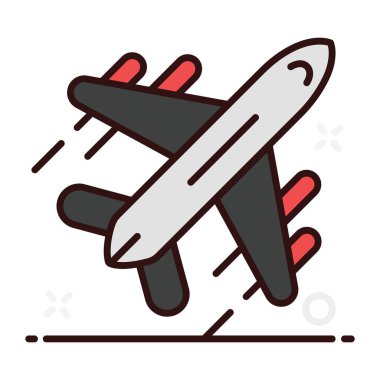 Havada uçak, düz stil uçuş simgesi tasarımı 