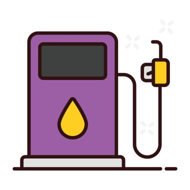 Yakıt dağıtım simgesi tasarımı, benzin büfesinin düz vektörü 