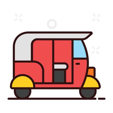 Tuk tuk 'un bir simge tasarımı, düzenlenebilir biçimdeki üç tekerlekli otomobil 