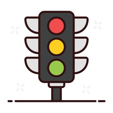 Düz tasarımda trafik işaretleri veya trafik ışıkları vektörü 