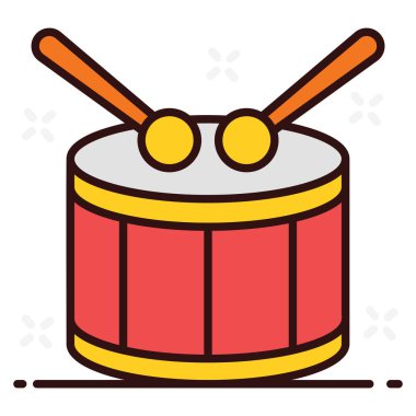 Müzik tıngırtılı davul, davul seti simgesi düzenlenebilir biçiminde 