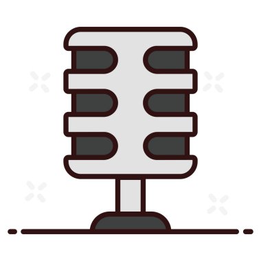 Ses enstrümanı, şarkı söyleyen mikrofon düz simgesi, modern düzenlenebilir radyo mikrofonu 