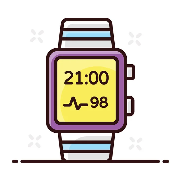 Projekt Ikony Smartwatch Edytowalnym Stylu Płaski Opieka Zdrowotna Zegarek — Wektor stockowy