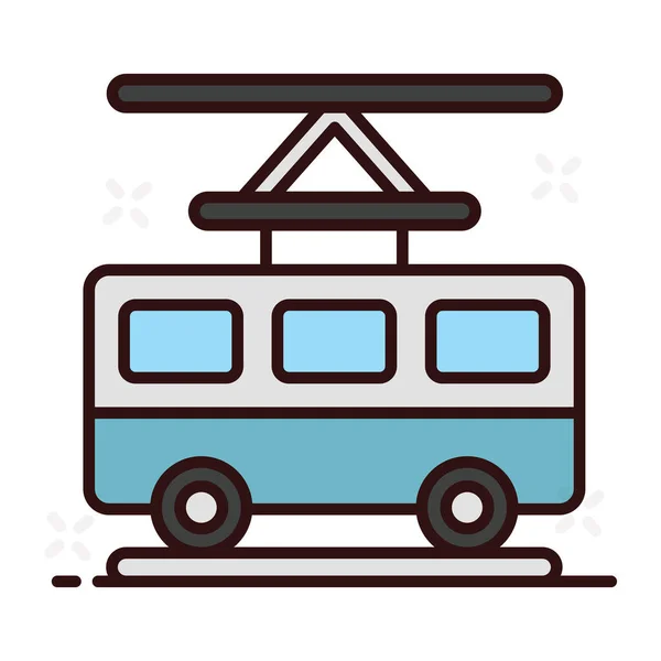 Електронний Дизайн Значка Трамвая Вектор Концепції Електричного Кабельного Автобуса — стоковий вектор