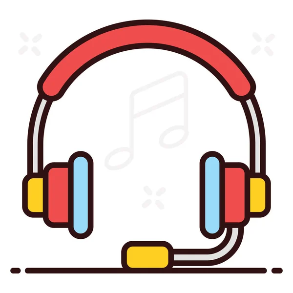 Nota Muzyczna Słuchawkami Słuchawki Muzyczne Modnym Stylu Płaskim — Wektor stockowy
