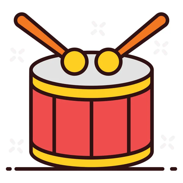 Tambor Con Sonajeros Musicales Icono Del Kit Batería Estilo Editable — Vector de stock