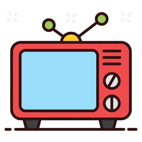 Icono Diseño Televisión Vintage Estilo Plano Editable — Archivo Imágenes Vectoriales