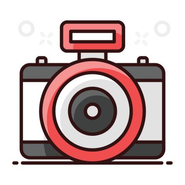 Kamera, fotoğraf makinesi simgesi düz stil 