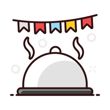 Cloche, yiyecek kaplama simgesi tasarımı düz vektör 