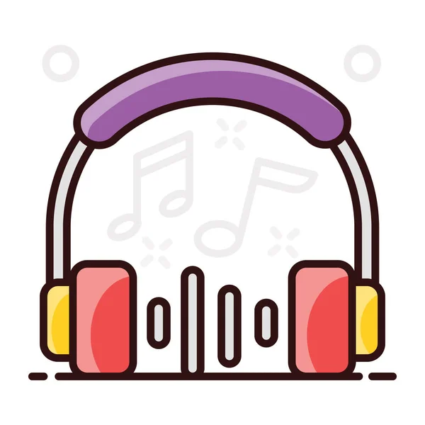 Cuffie Con Note Musicali Concetto Ascolto Musicale — Vettoriale Stock