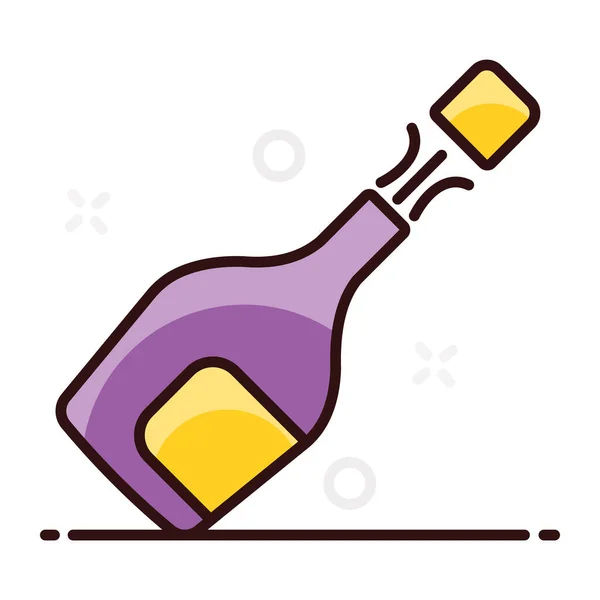 Sparkling Wine Bottle Popping Cork Icon Trendy Style — Stock Vector