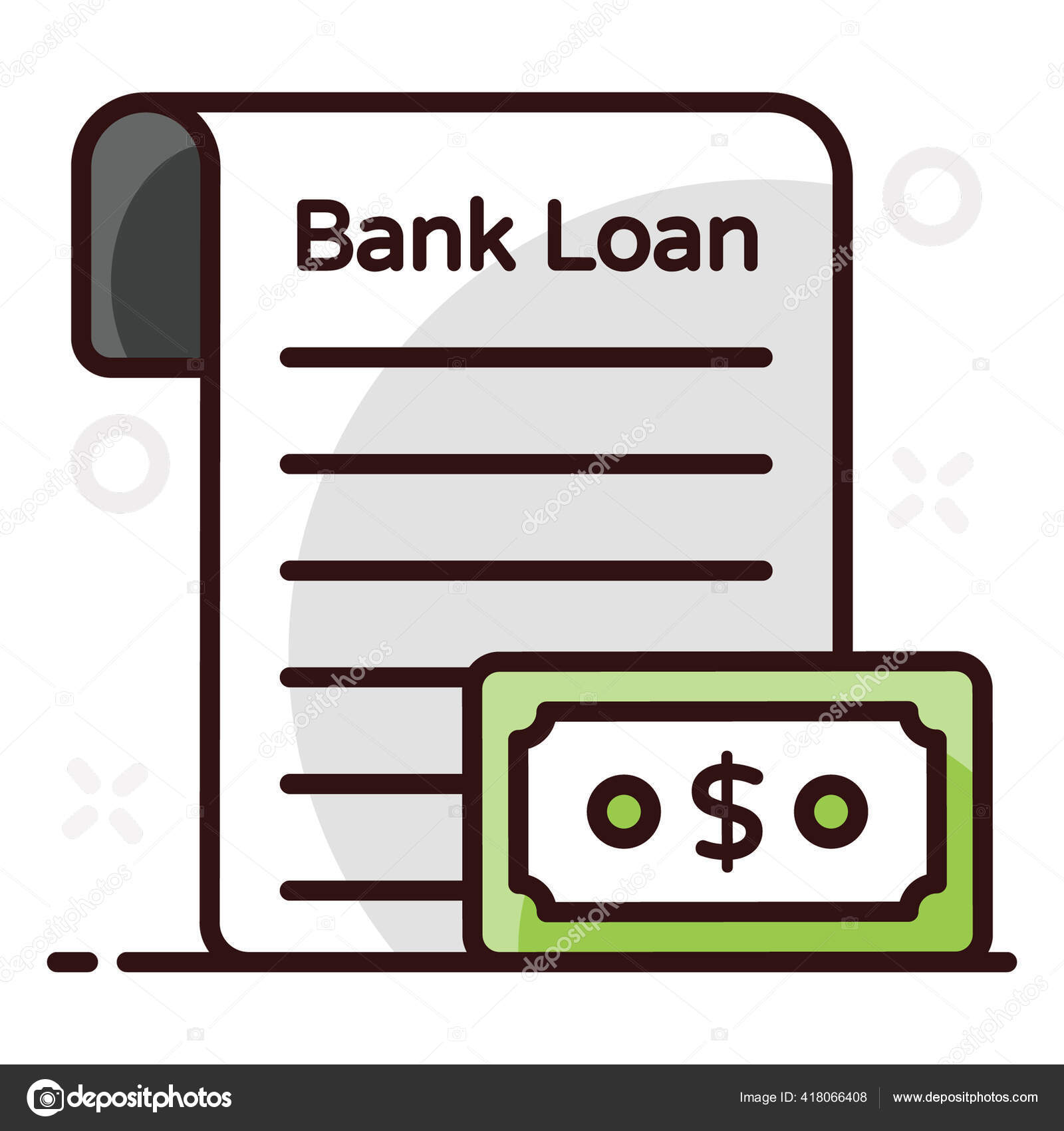 Bank Loan File Banknote Flat Icon Design Loan Document Stock Vector