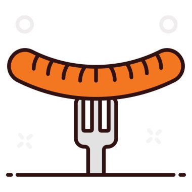 Hotdog çatalda, vektör tasarımı düzenlenebilir stilde 