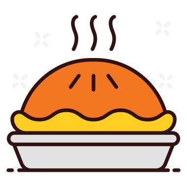 Elmalı turta vektör tarzı, tatlı pişmiş elma yemeği. 