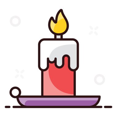 Cadılar bayramı mumunun moda düz ikon tasarımı tepside servis edilir 