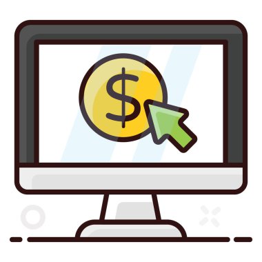 PPC tasarımı, modern düz stil için tıklama başına ödeme kavramı 