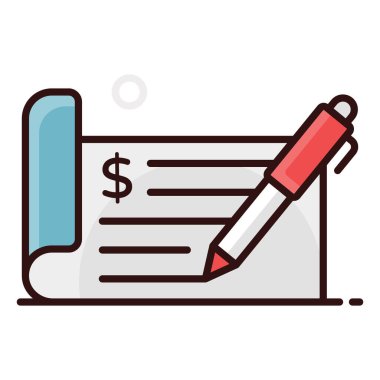 Temel nakit çek yazımı, düzenlenebilir biçimdeki banka makbuzu vektörü 