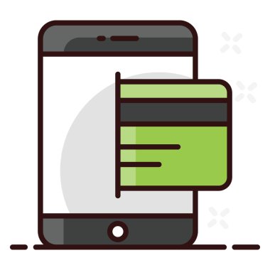 ATM kartı, mobil bankacılık ile düzenlenebilir bir akıllı telefon vektör biçimi 