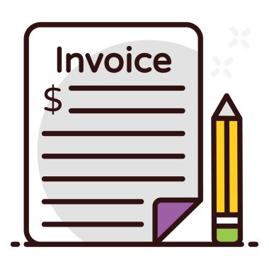 Kalem, makbuz kağıdının trend vektör biçimi ile mali fatura 