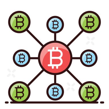 Kripto para birimi ağının düz biçimli simgesi, dijital para birimi
