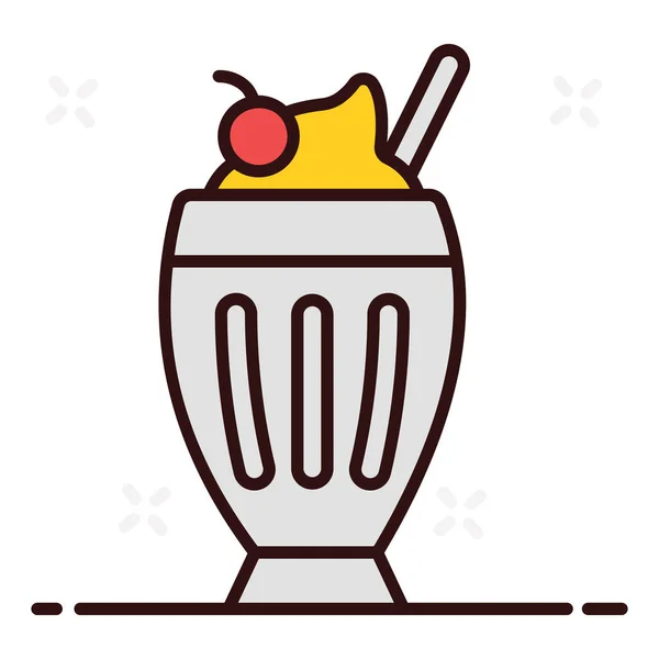 Ice Cream Shake Icon Design Summer Drink Editable Style - Stok Vektor