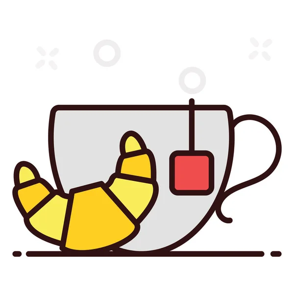 Icono Diseño Croissant Con Desayuno — Vector de stock