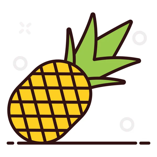 Vector Van Ananas Fruit Sappig Fruit Platte Stijl — Stockvector