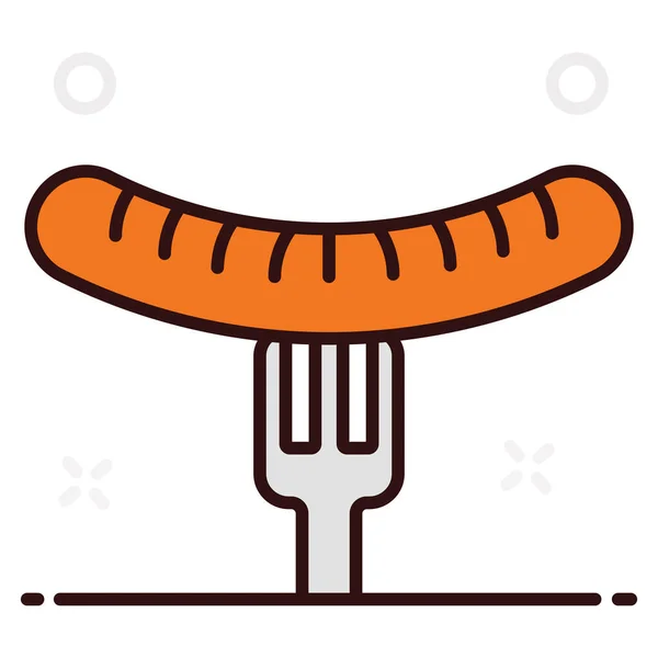 Hotdog Auf Gabel Vektordesign Editierbaren Stil — Stockvektor