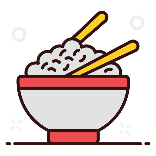 汤匙饭碗 蒸饭图标设计 — 图库矢量图片