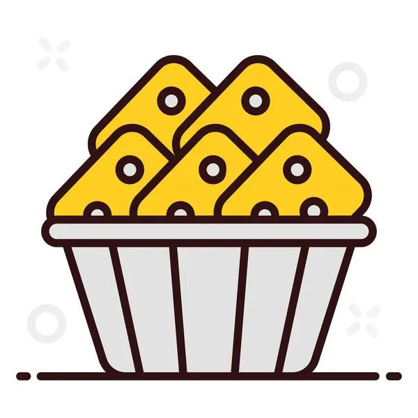 Diseño Crackers Bowl Vector Snack Estilo Plano Moda — Vector de stock