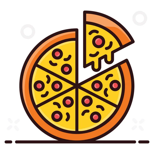 Wektor Kuchni Włoskiej Pizza Płaskim Wektorze — Wektor stockowy