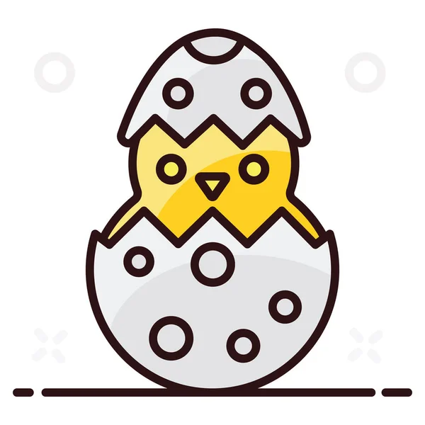 Κοτόπουλο Μέσα Στο Πασχαλινό Αυγό Επίπεδη Εικόνα — Διανυσματικό Αρχείο