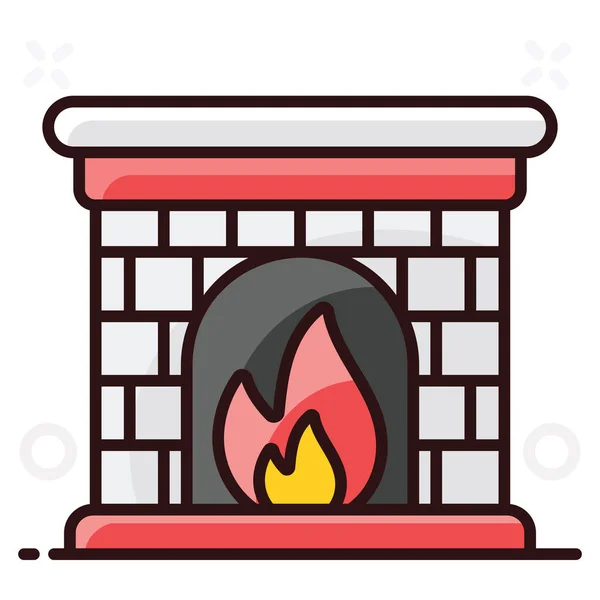 Indoor Fireplace Icon Design Heating System — Stock Vector