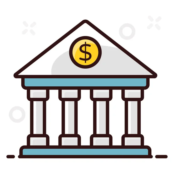 Icon Design Bank Building Financial Institute Flat Style — Stock Vector